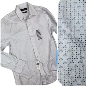 Nick Graham NWT Men's Modern Fit Buttoned Shirt White / Light Blue Medium 15.5